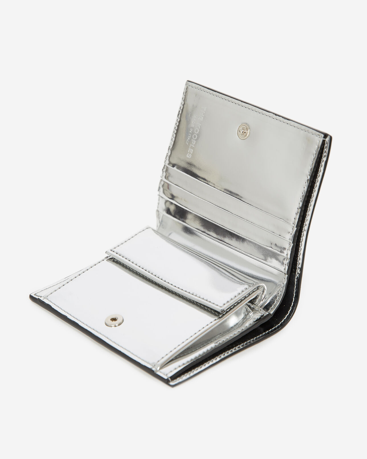 The Kooples WOMEN SILVER silver leather wallet with integrated mirror