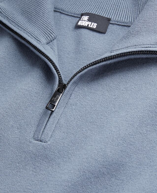 The Kooples H BLUE GREY blue sweater with debossed logo