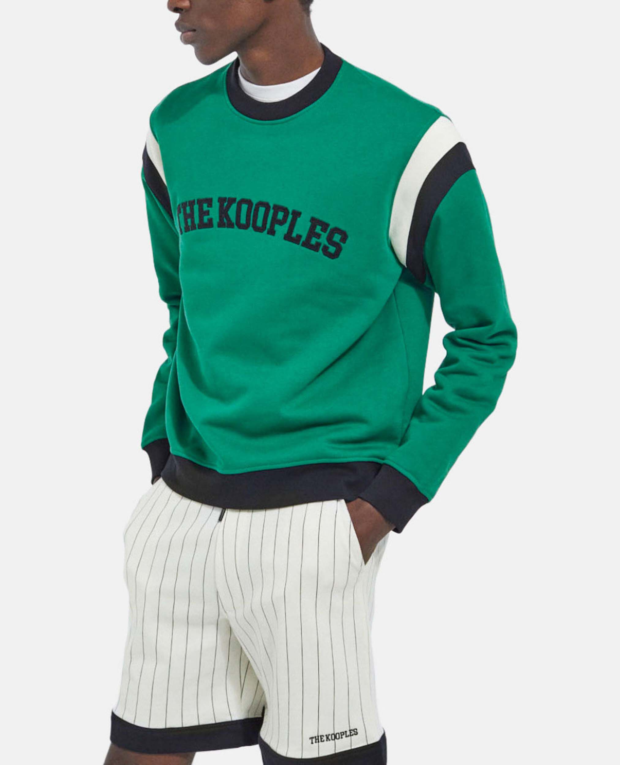 Crew neck sweatshirt with strips and logo The Kooples US