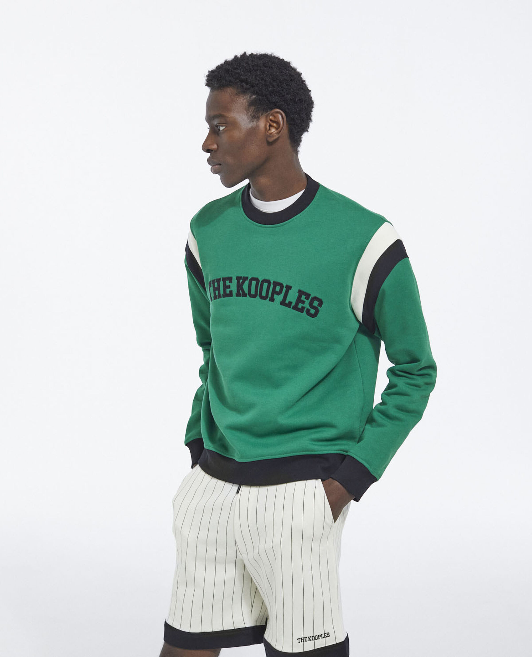 Sweatshirt mit Rundhalsausschnitt - Streifen, GREEN BLACK ECRU, hi-res image number null