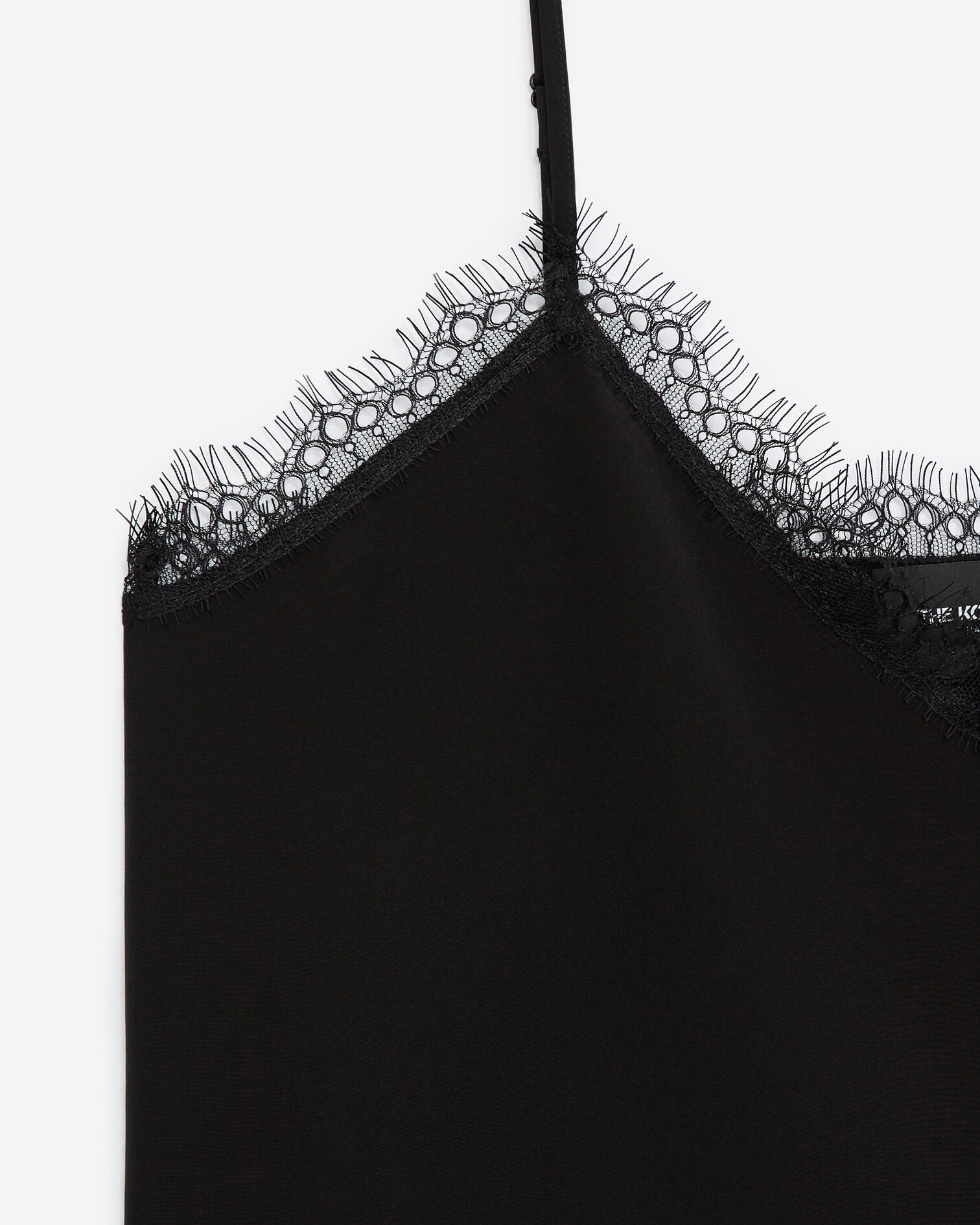 Black silk camisole with lace detail, BLACK, hi-res image number null