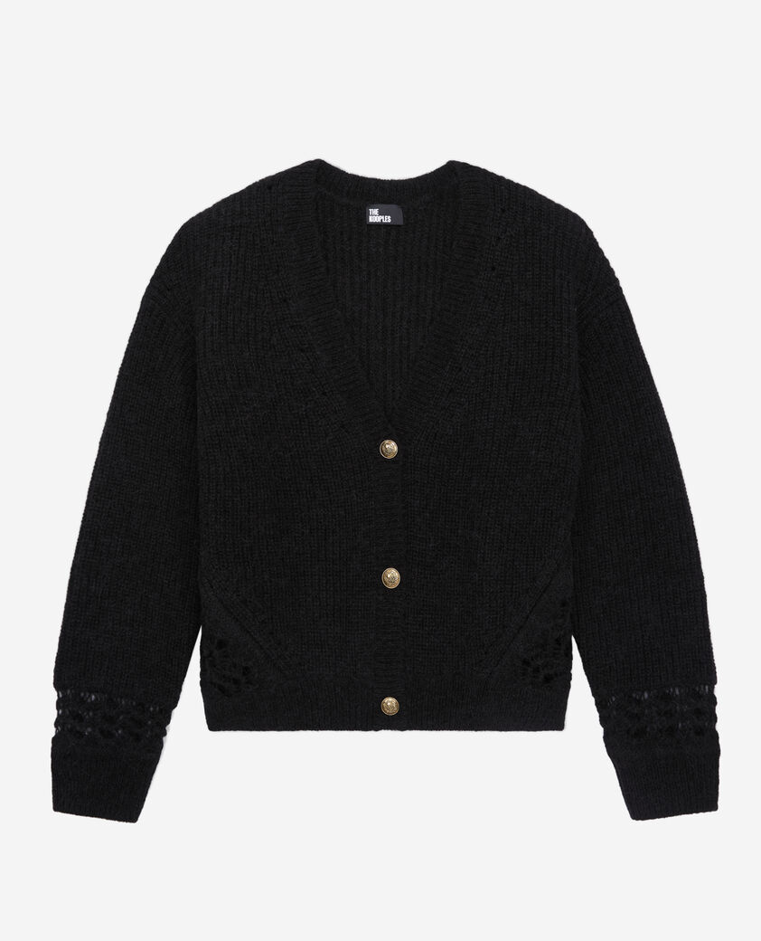 The Kooples WOMEN BLACK black wool-blend cardigan