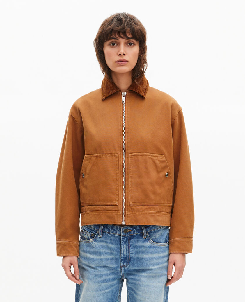 The Kooples WOMEN CAMEL camel cotton embroidered back jacket