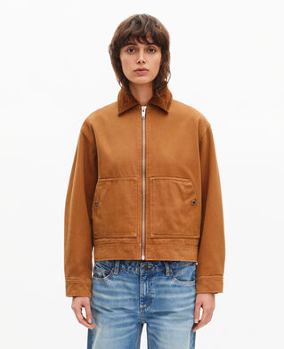 The Kooples WOMEN CAMEL camel cotton embroidered back jacket