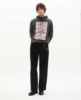 The Kooples HOMME BLACK WASHED sweatshirt à capuche et sérigraphie noir