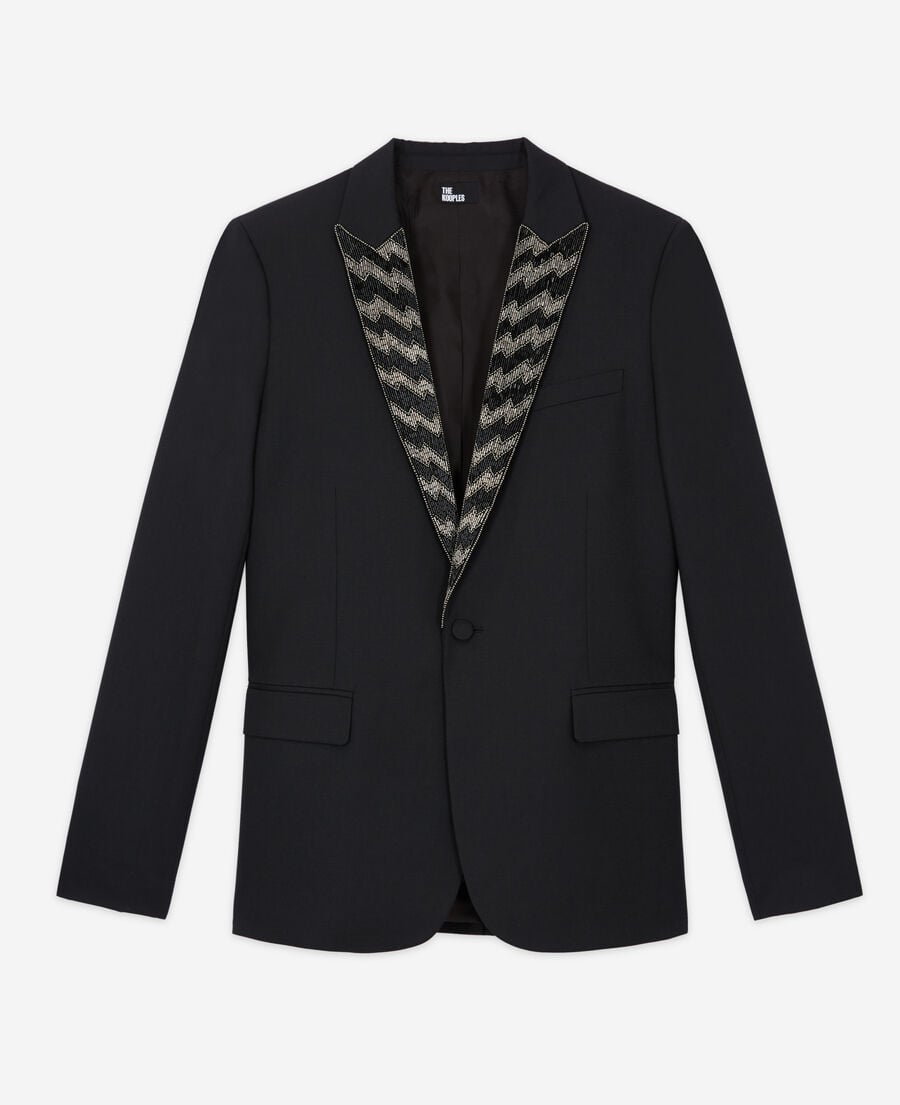 The Kooples HOMME BLACK veste à revers noire