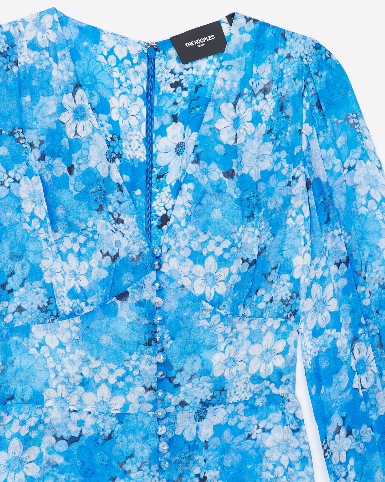 The Kooples WOMEN BLUE blue short printed dress with buttons