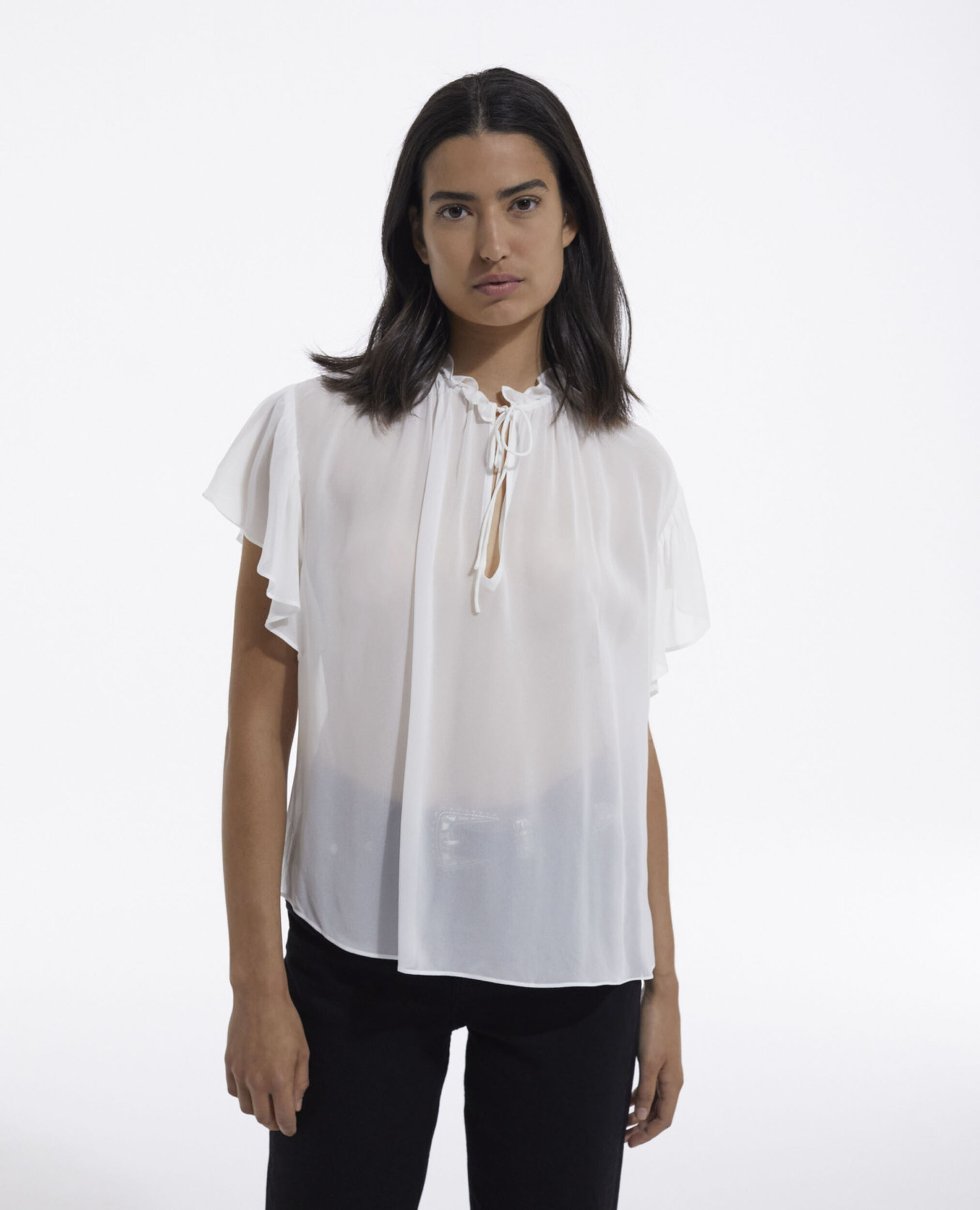 Bluse mit Volants, OFF WHITE, hi-res image number null