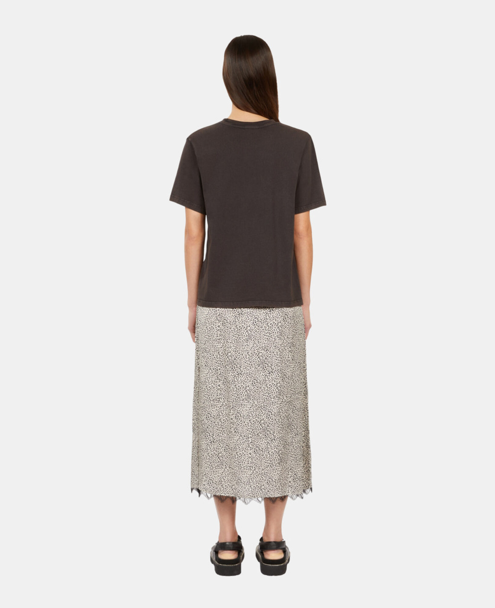 The Kooples WOMEN CARBONE carbon grey t-shirt with blazon serigraphy