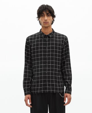 The Kooples H BLACK WHITE black plaid shirt