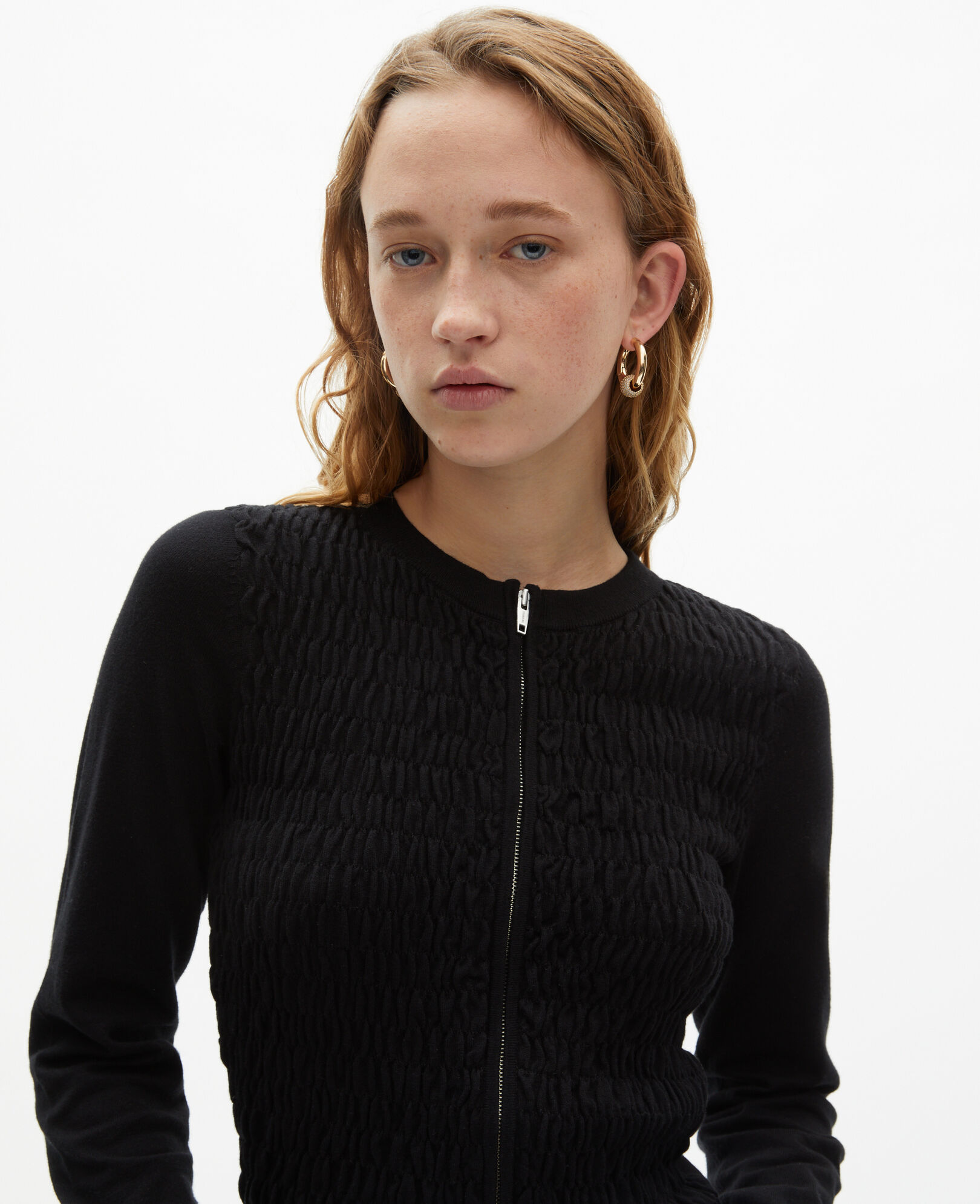 The Kooples WOMEN BLACK black zipped cotton cardigan