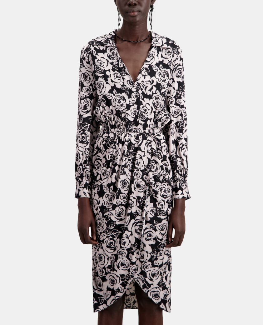 The Kooples FEMME BLACK / PINK robe mi-longue imprimée