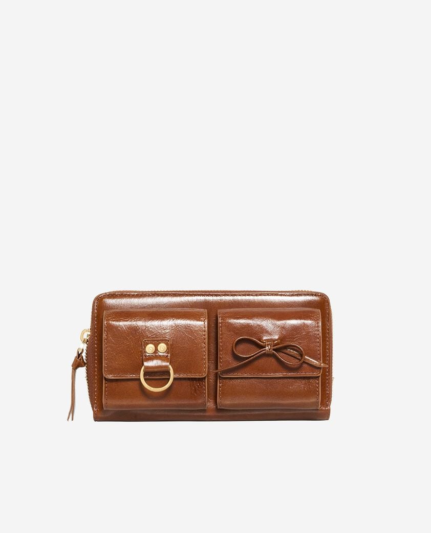 The Kooples FEMME BROWN portefeuille amelia en cuir marron