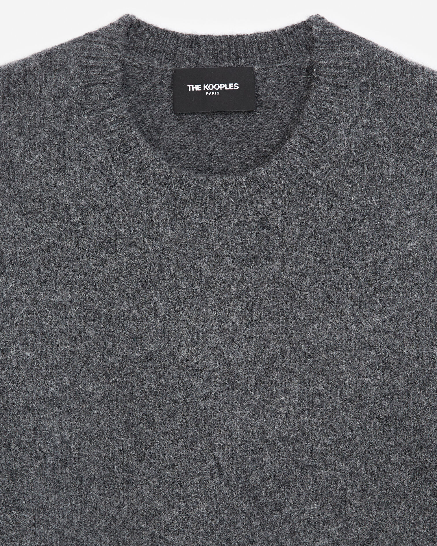 Gray alpaca wool sweater with crew neck, DARK GREY, hi-res image number null