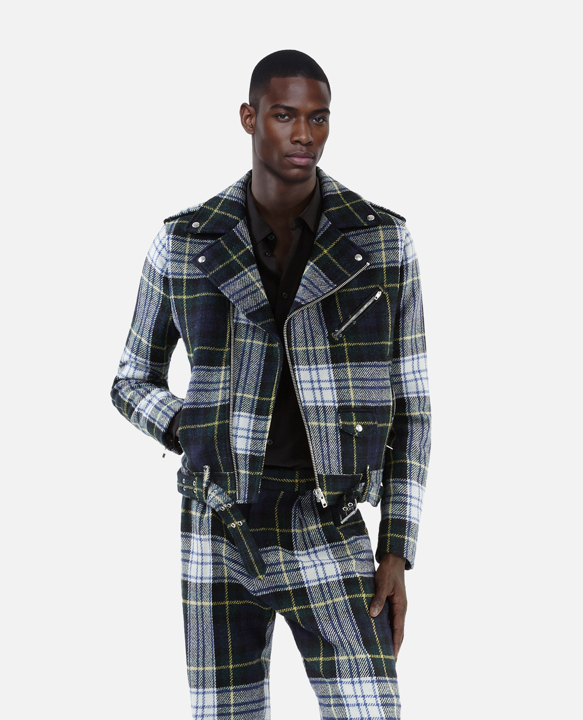 Plaid biker jacket outlet