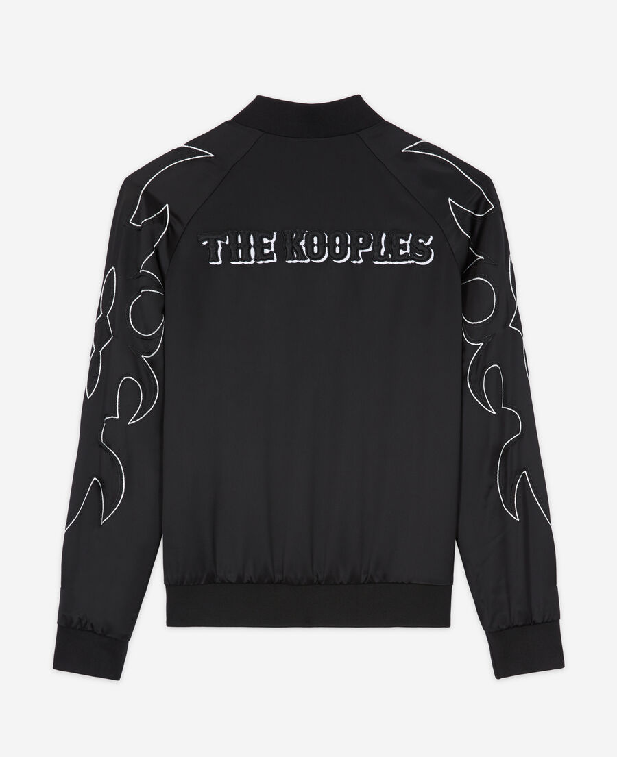 black teddy jacket with western-style embroidery