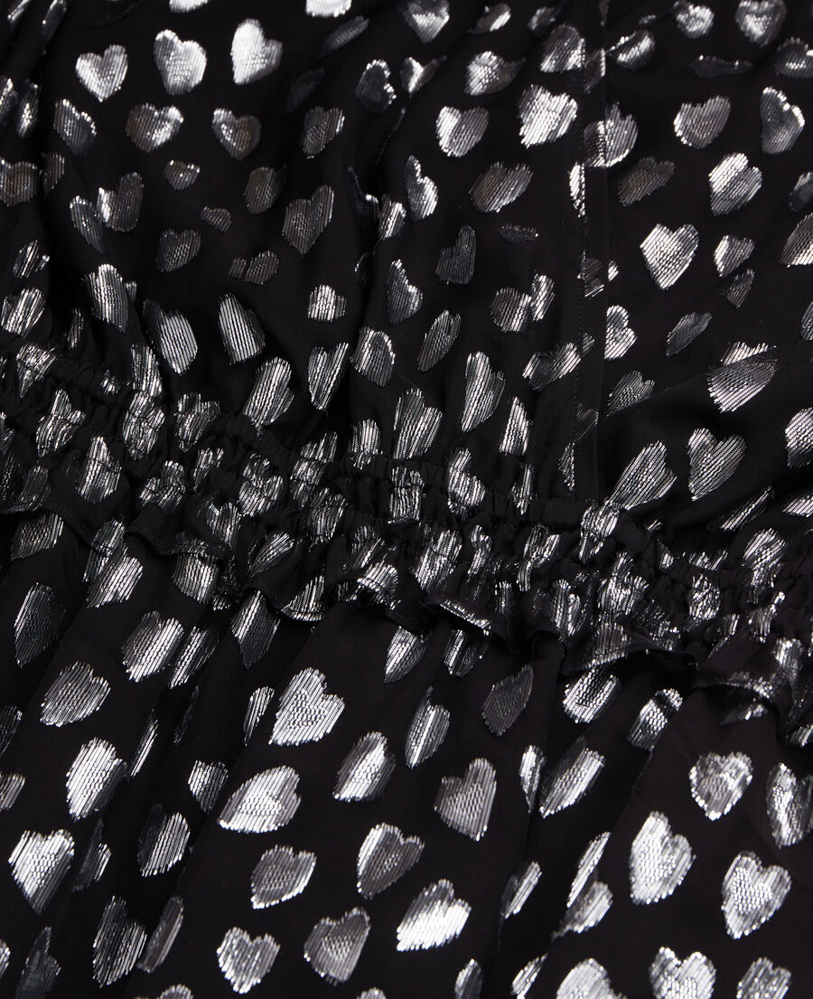 The Kooples WOMEN BLACK SILVER black top with silver hearts