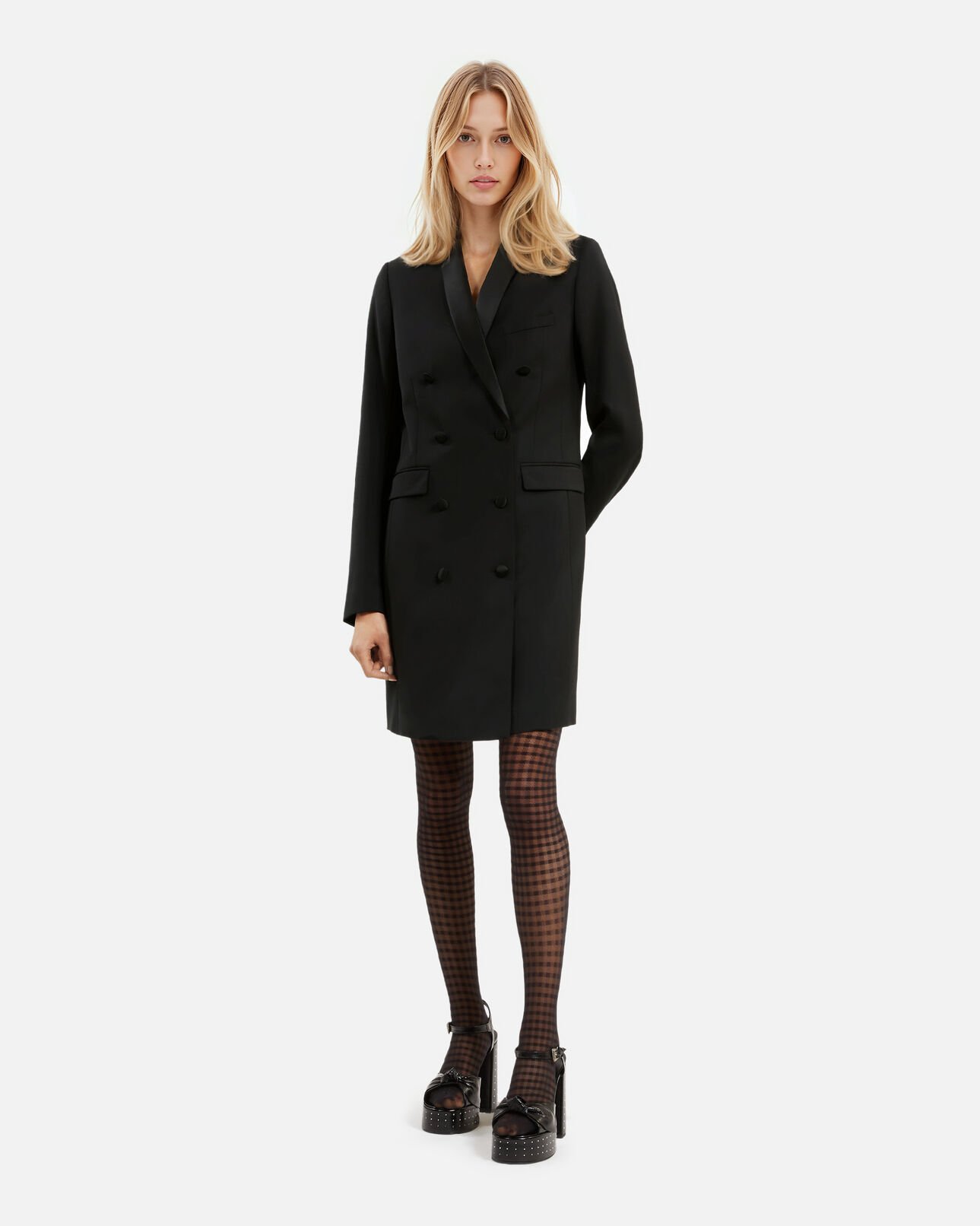 The Kooples WOMEN BLACK short black wool tailored dress