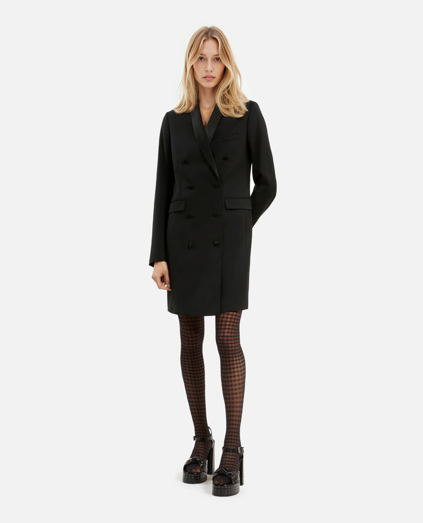 The Kooples FEMME BLACK robe tailleur courte en laine noire