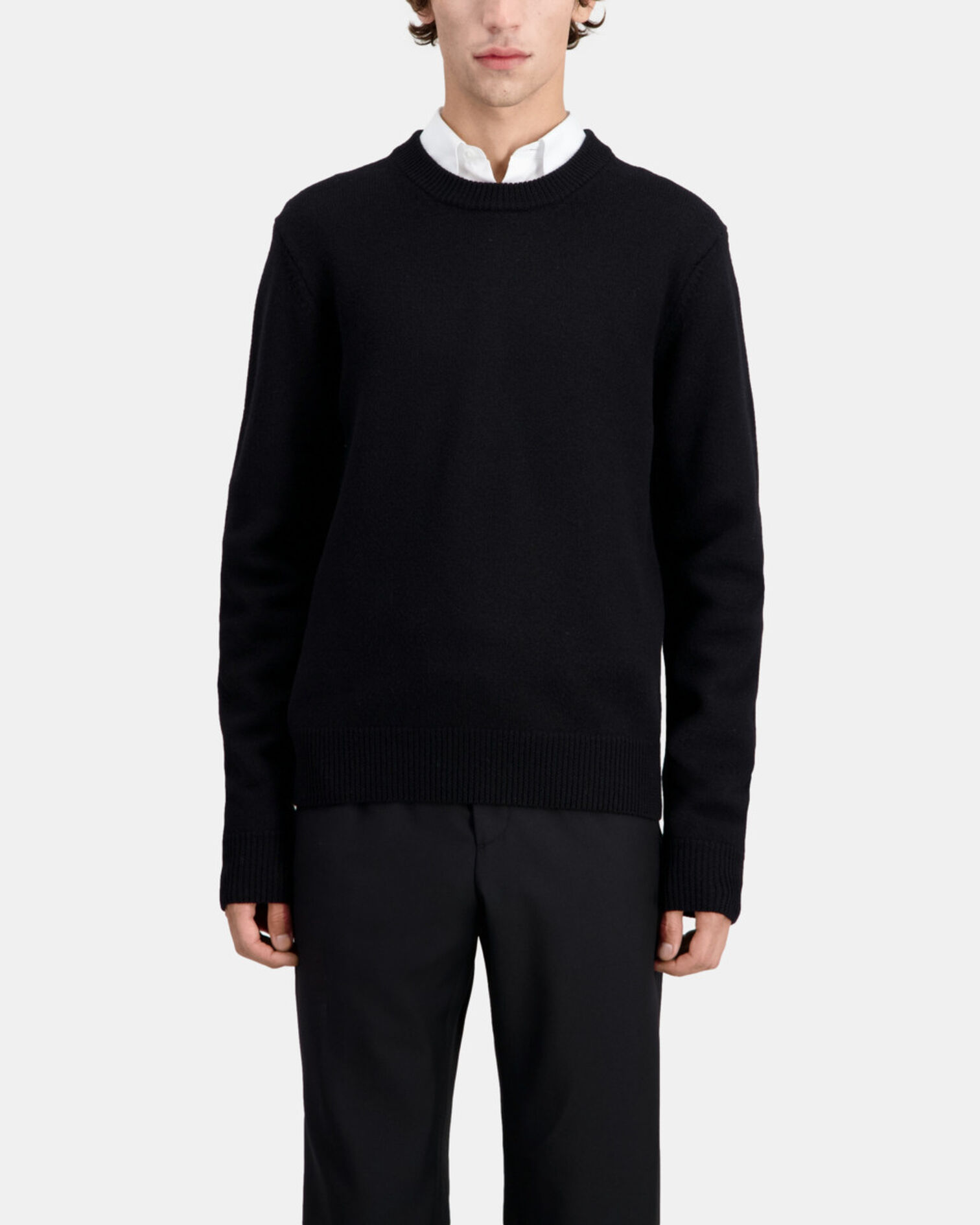 Black merino wool sweater, BLACK, hi-res image number null
