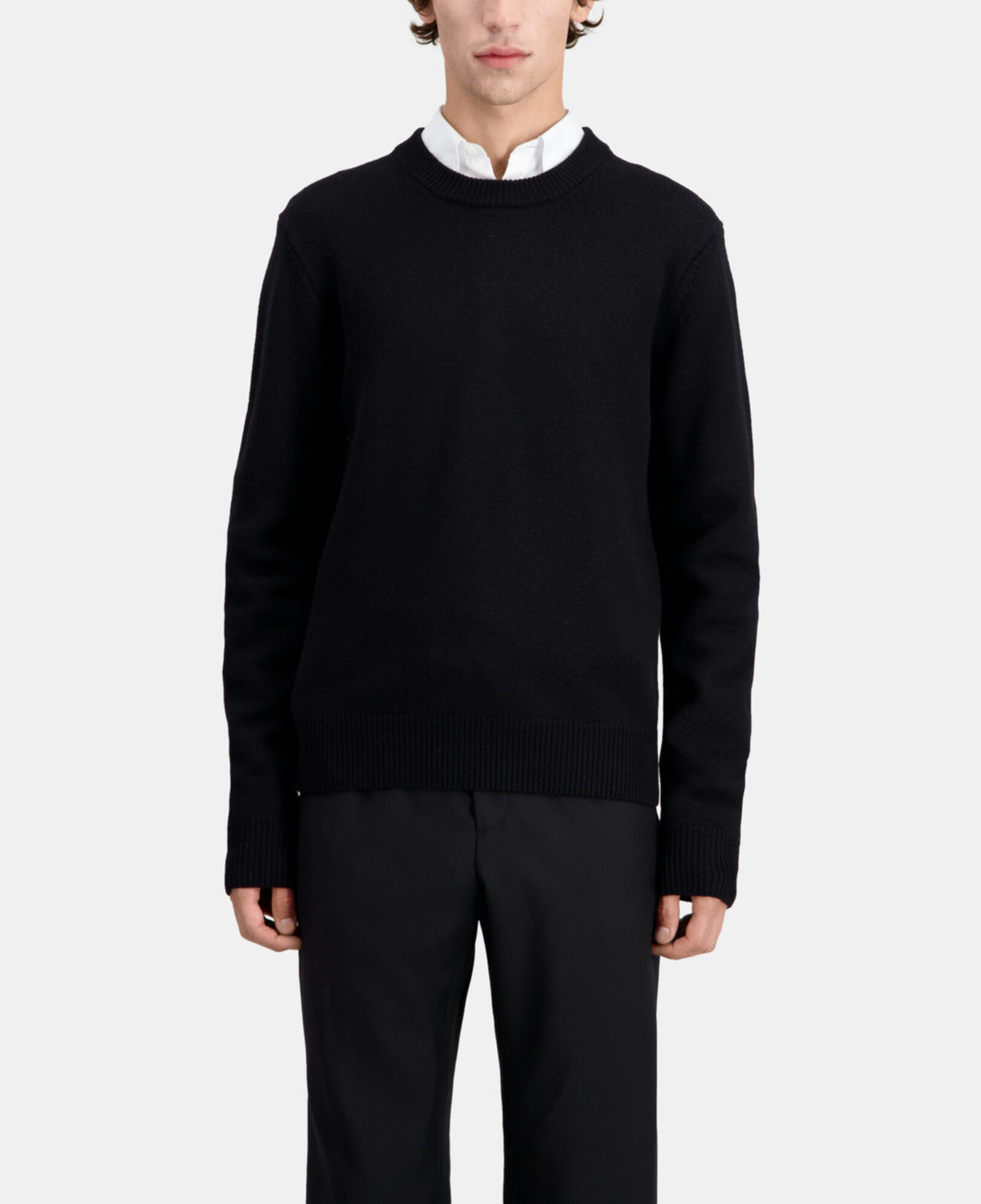 The Kooples HOMME BLACK pull noir en laine mérinos