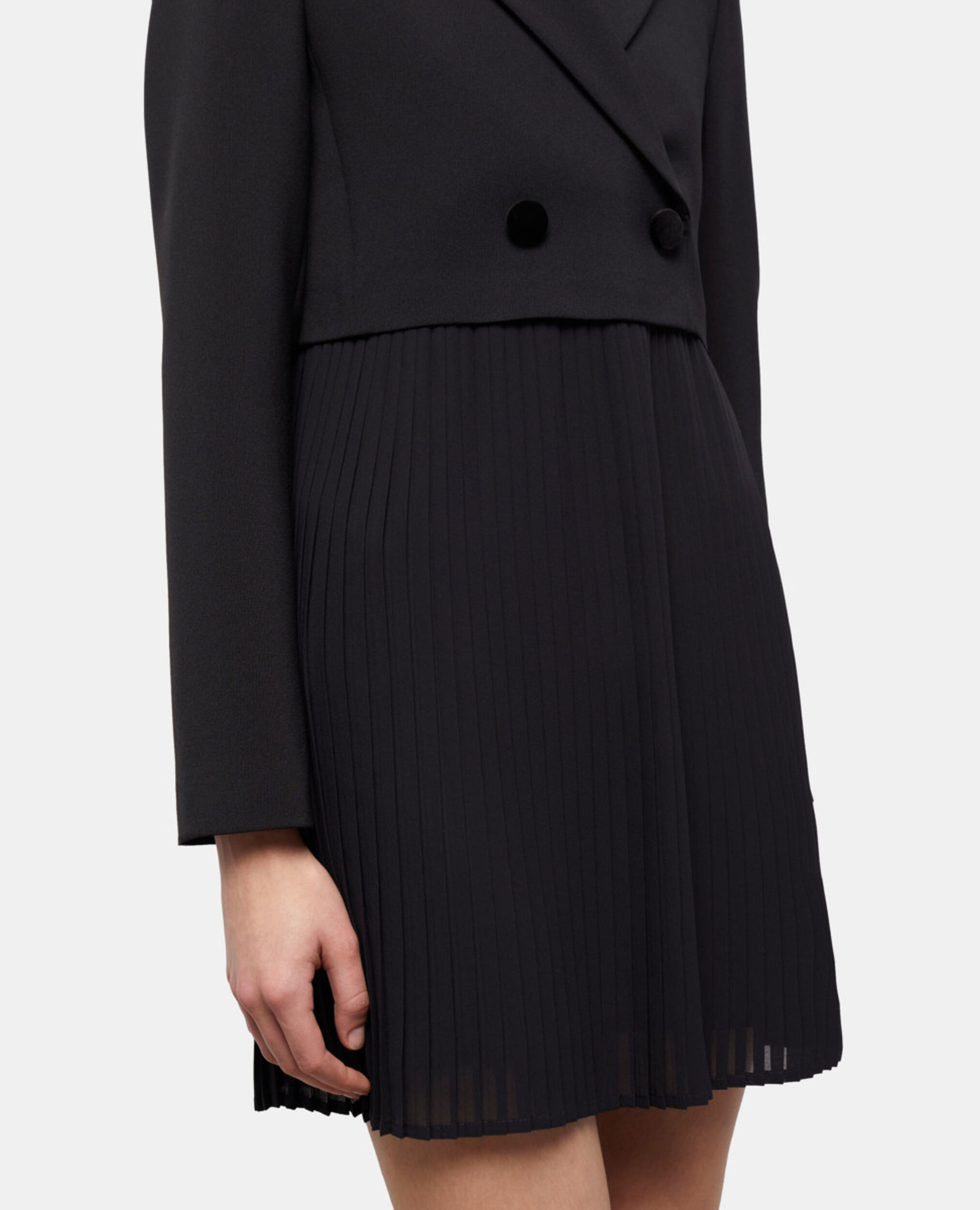 Schwarzes kurzes Wollkleid, BLACK, hi-res image number null
