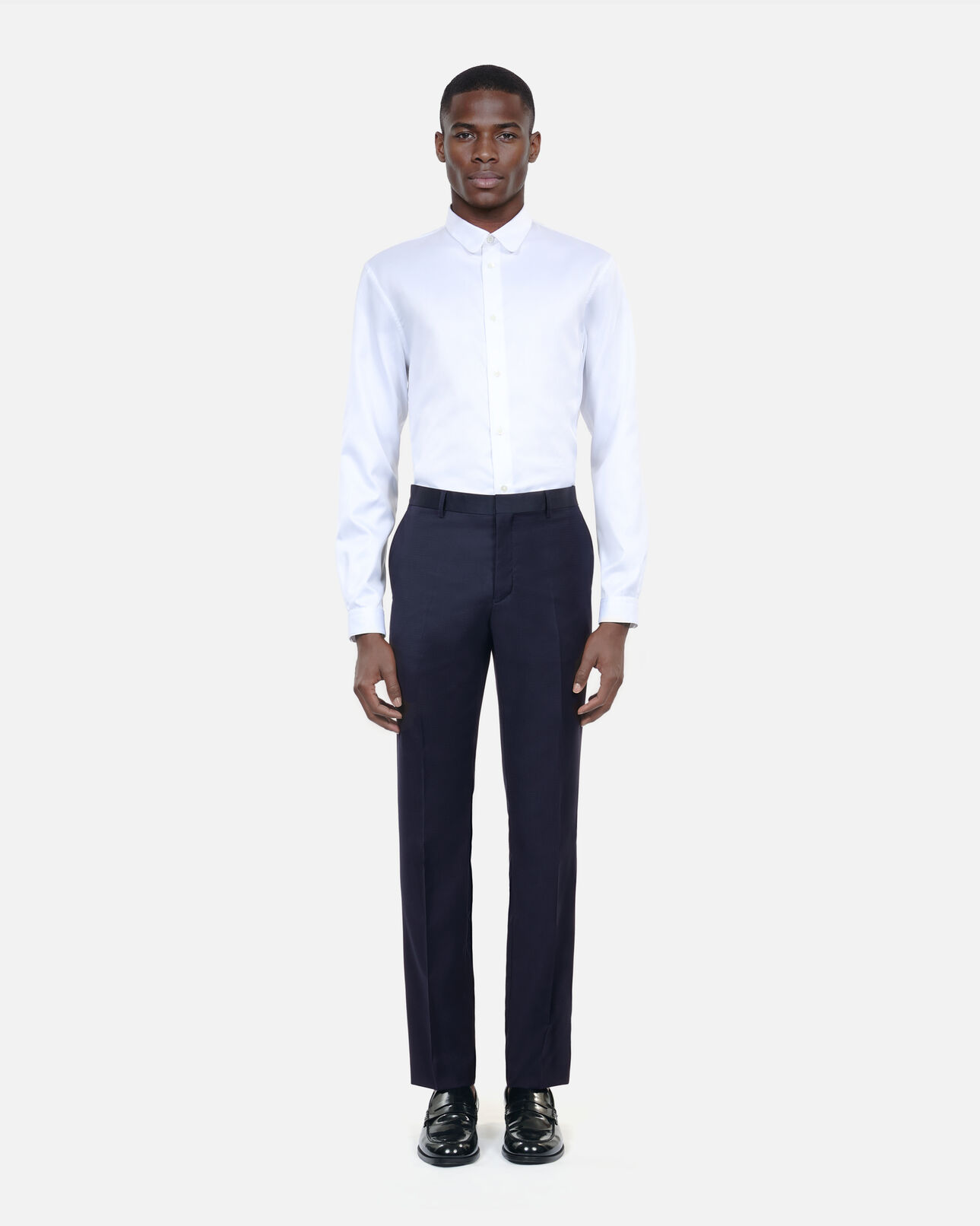 The Kooples MEN NAVY blue navy wool tuxedo fitted trousers