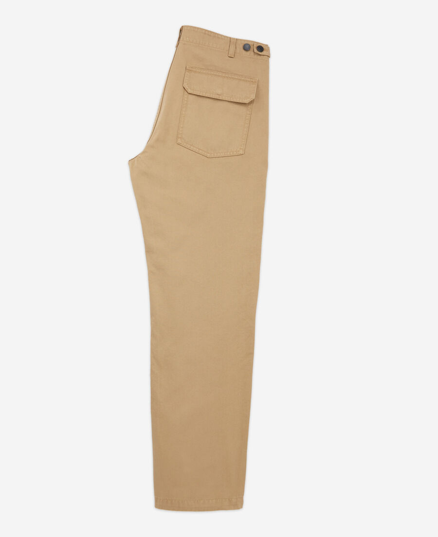 pantalon chino coton kaki à poches