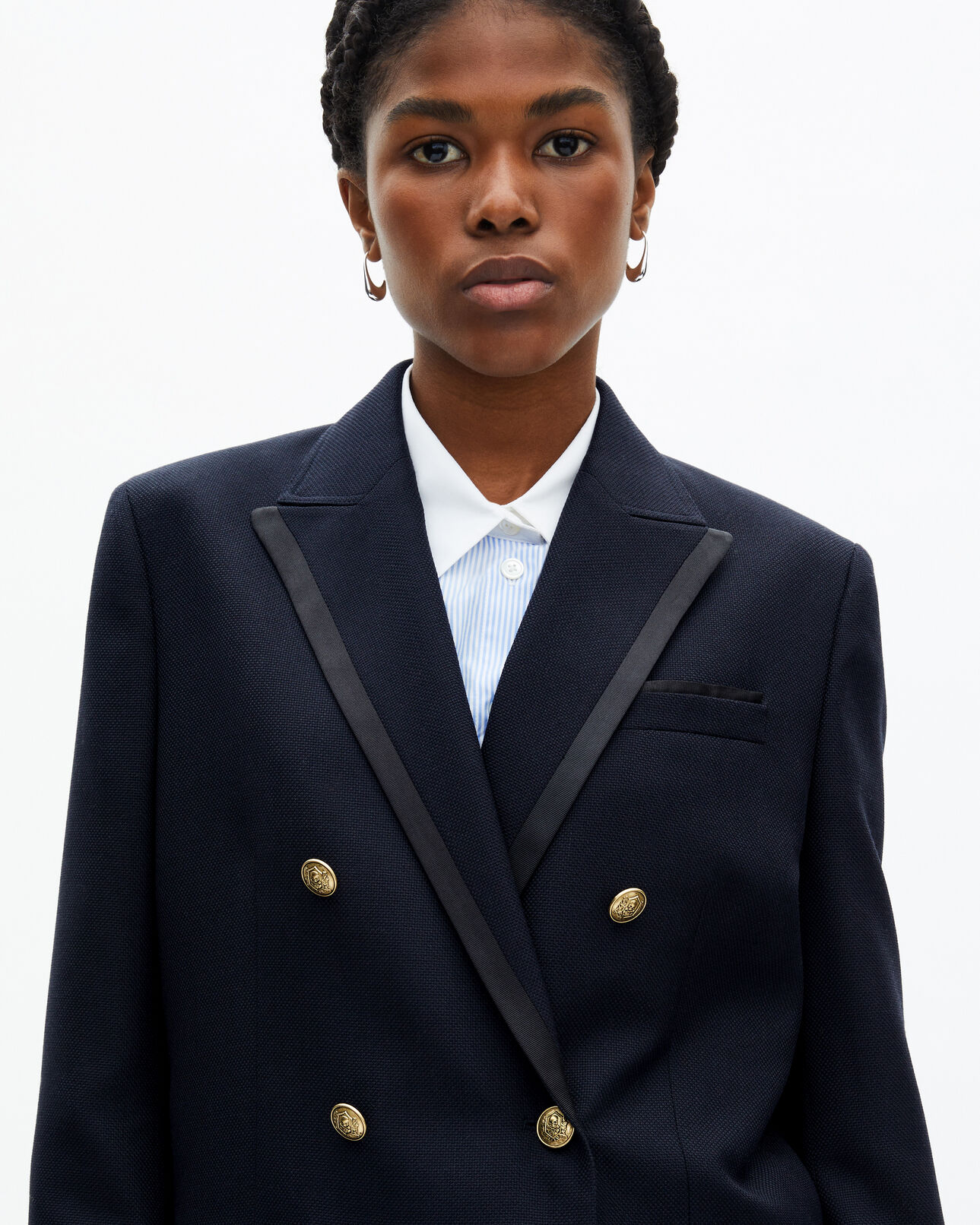The Kooples FEMME DARK NAVY veste tailleur en laine mélangée bleu marine