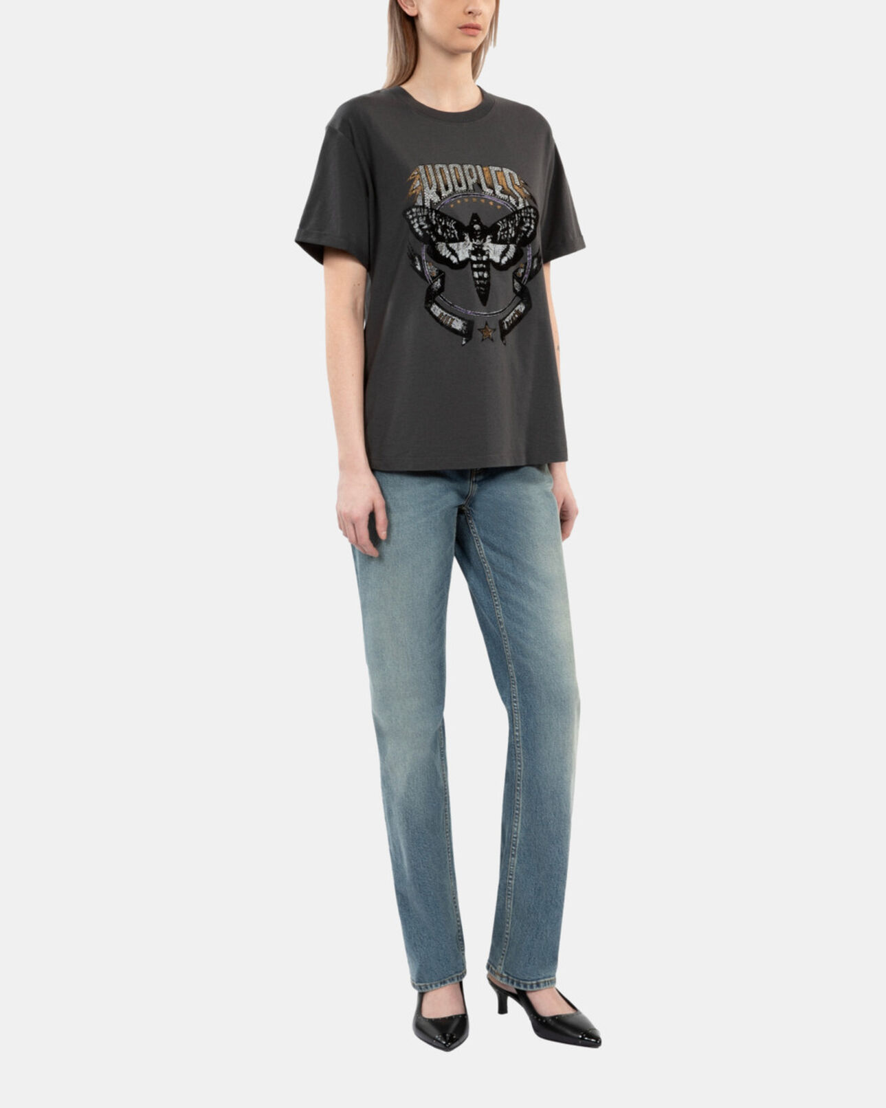 The Kooples FEMME CARBONE t-shirt avec sérigraphie gris