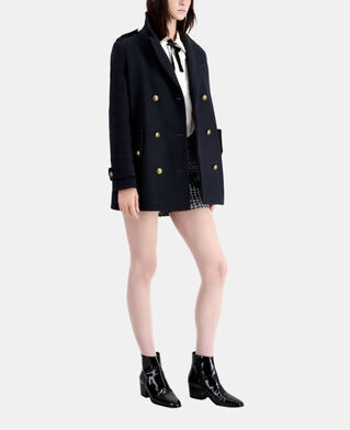 The Kooples F DARK NAVY navy blue wool-blend pea coat