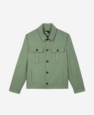 The Kooples MEN ALMOND GREEN grey wool jacket