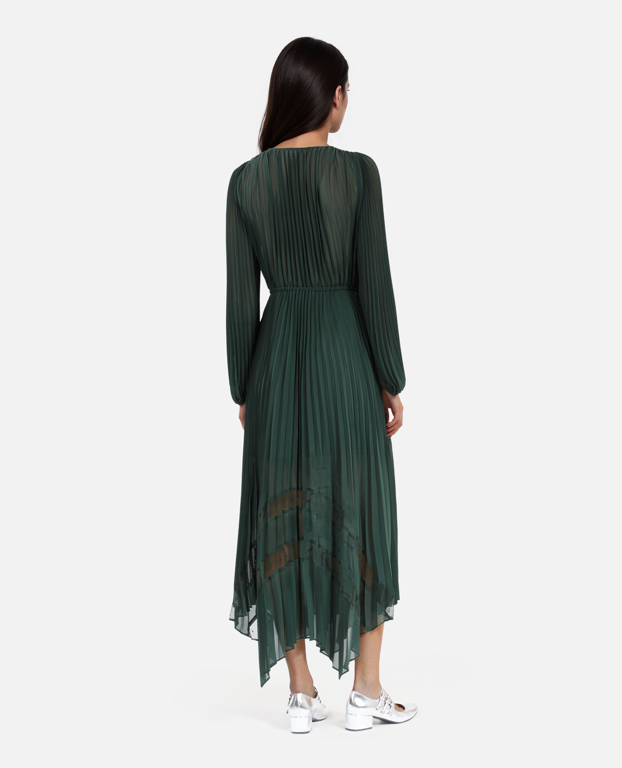 Robe longue plissée verte, WOOD KAKI, hi-res image number null