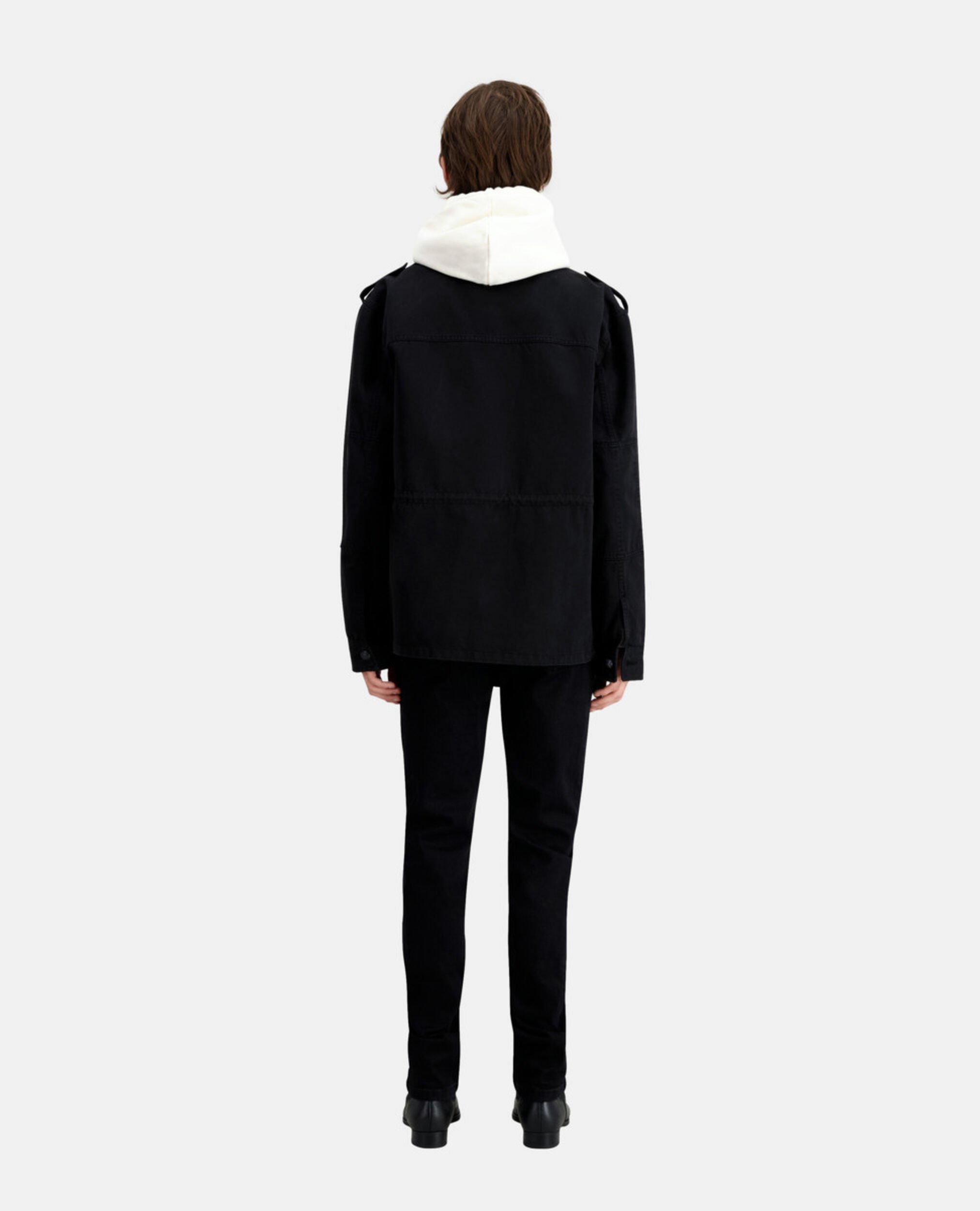 Black denim worker jacket, BLACK, hi-res image number null