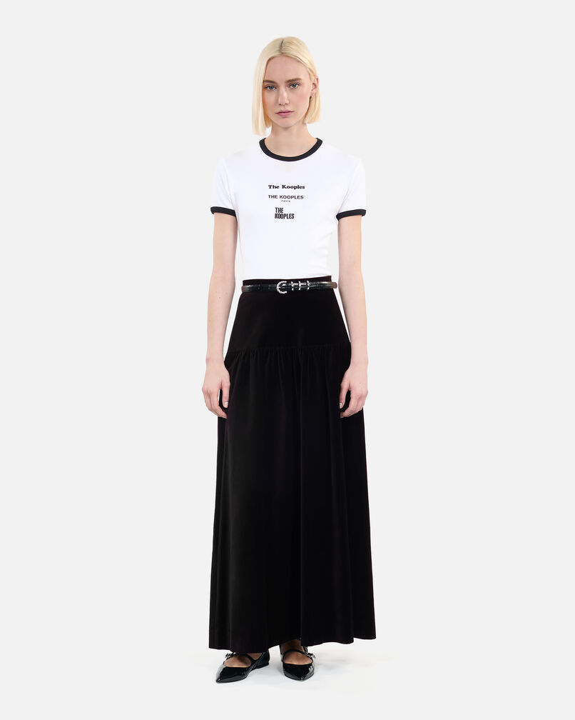 The Kooples FEMME BLACK jupe longue en velours noir