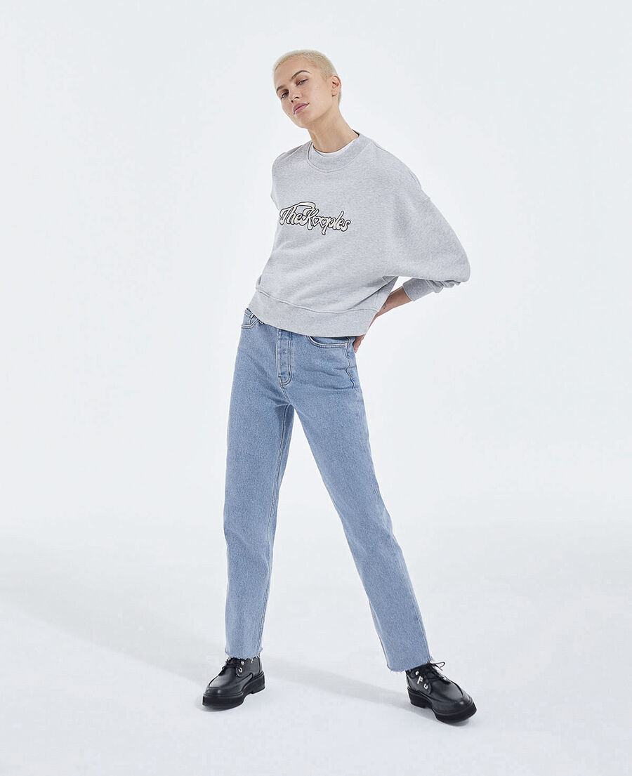 Gray cotton sweatshirt The Kooples heart logo The Kooples US