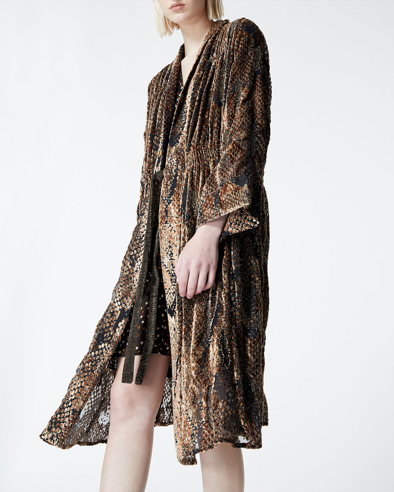 The Kooples FEMME BROWN kimono imprimé serpent burn-out