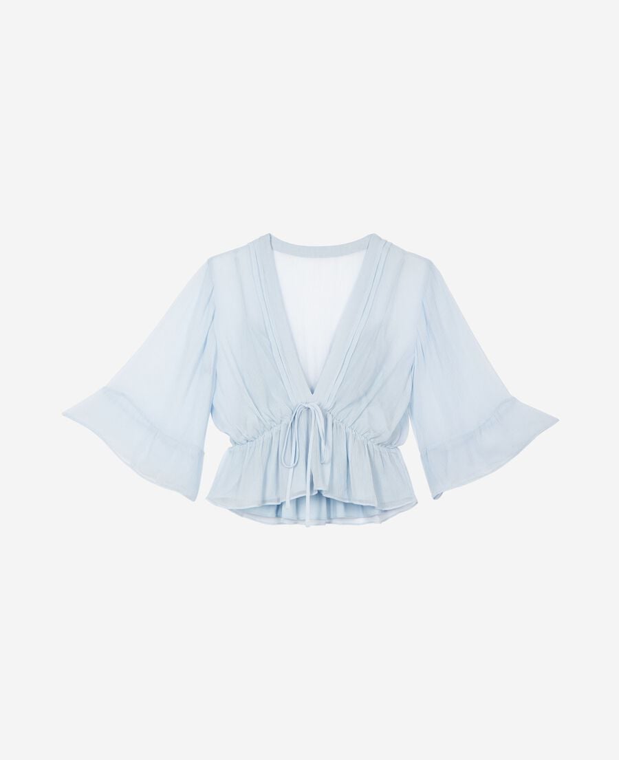The Kooples WOMEN LIGHT BLUE blue ruffled blouse