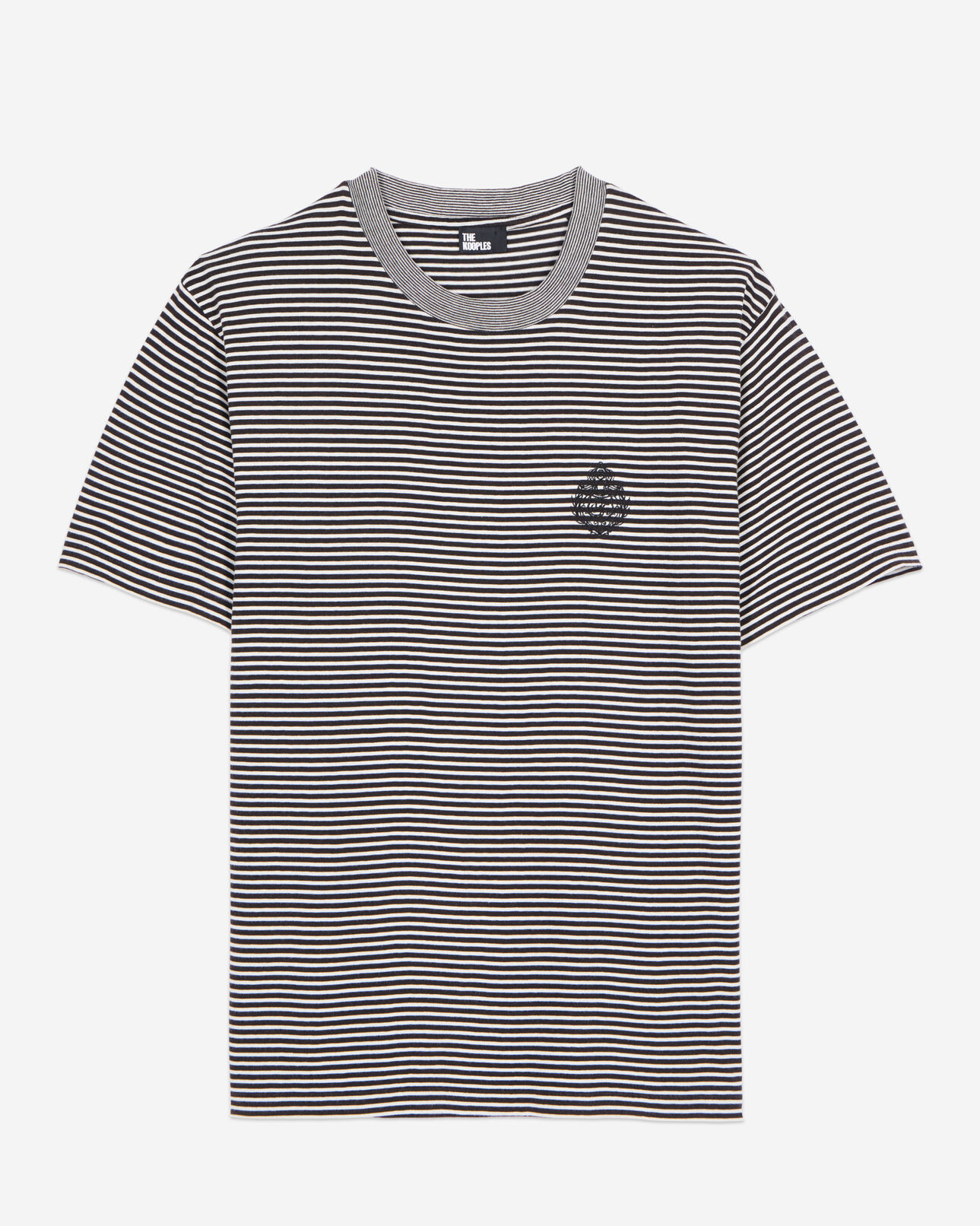 The Kooples MEN BLACK / WHITE striped blazon t-shirt