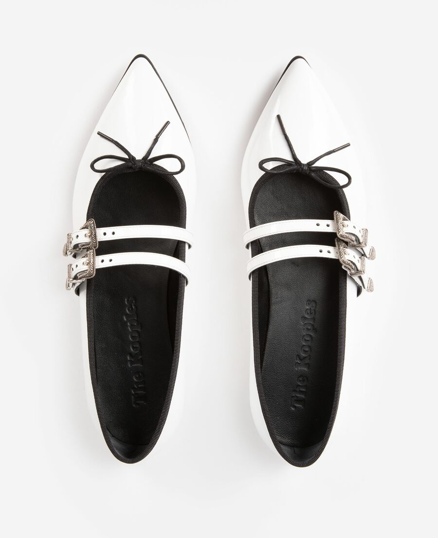 The Kooples WOMEN WHITE flat white leather ballerinas