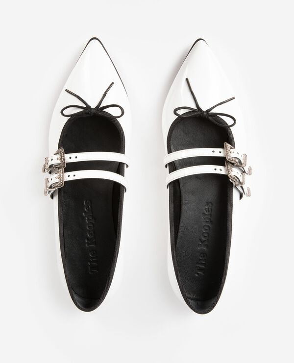 The Kooples WOMEN WHITE flat white leather ballerinas