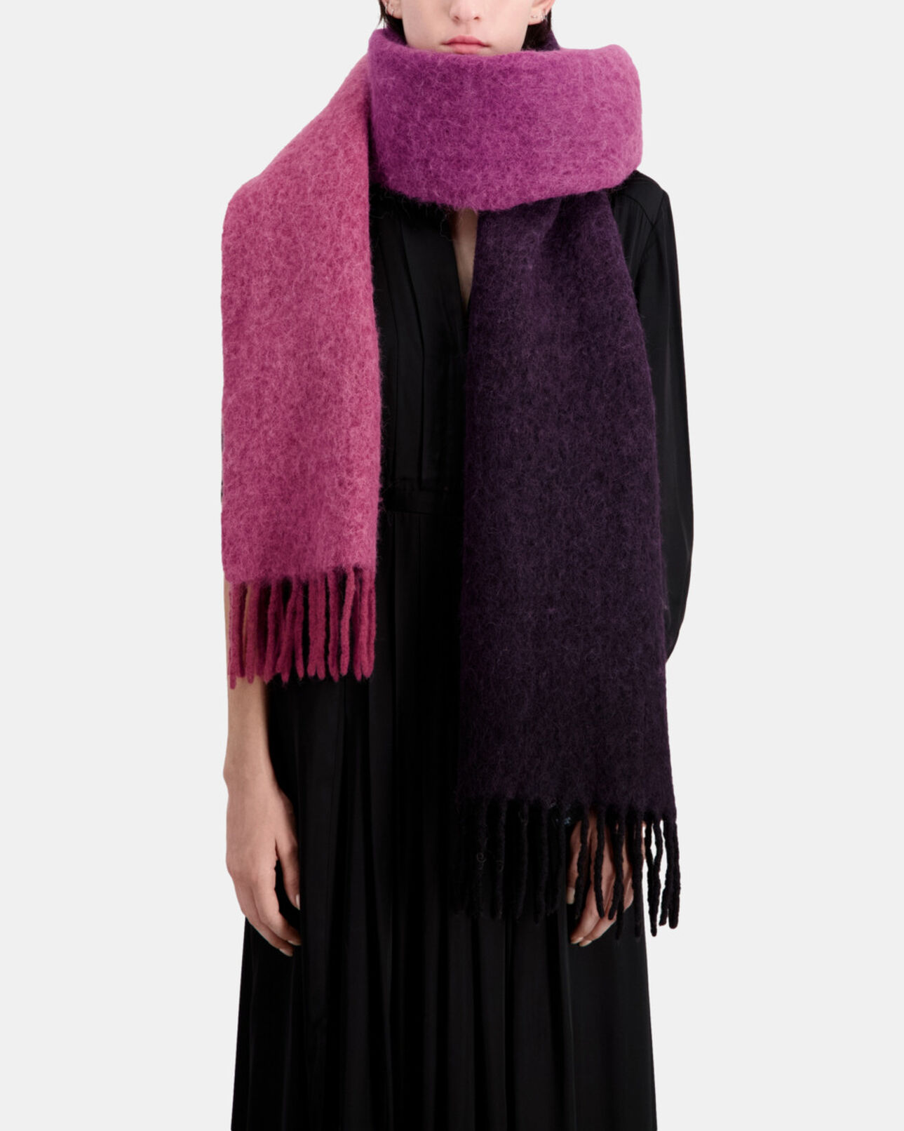 The Kooples WOMEN BORDEAUX red wool-blend scarf with fringes