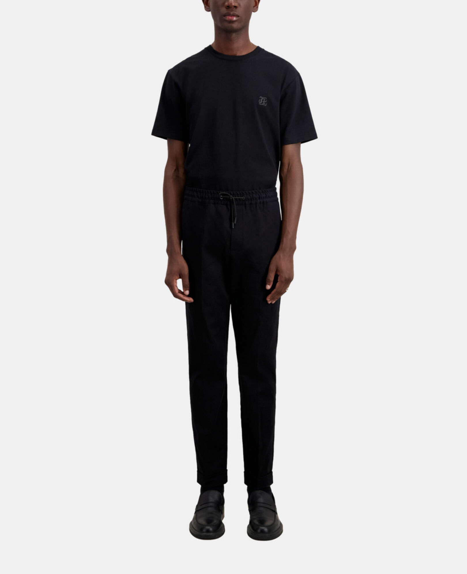 The Kooples HOMME BLACK pantalon noir en coton
