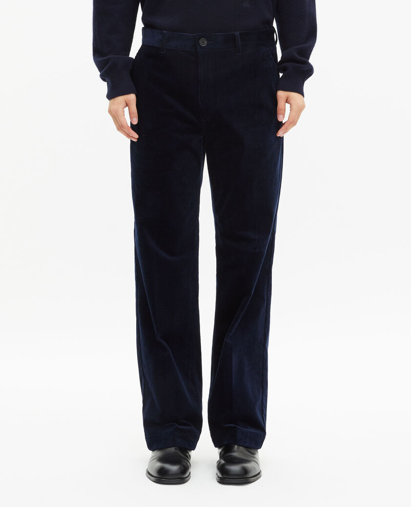 The Kooples HOMME NAVY pantalon large en velours côtelé marine