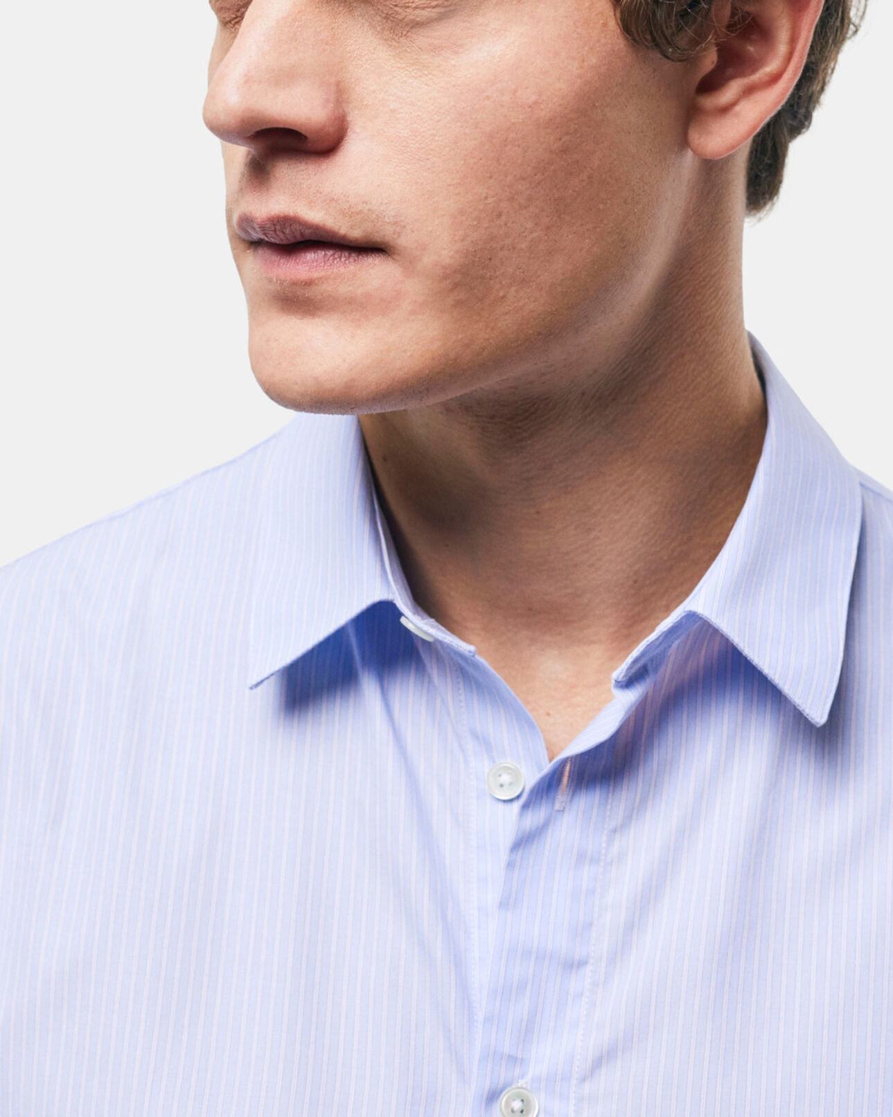 The Kooples HOMBRE WHITE / SKY BLUE camisa rayas con cuello clásico