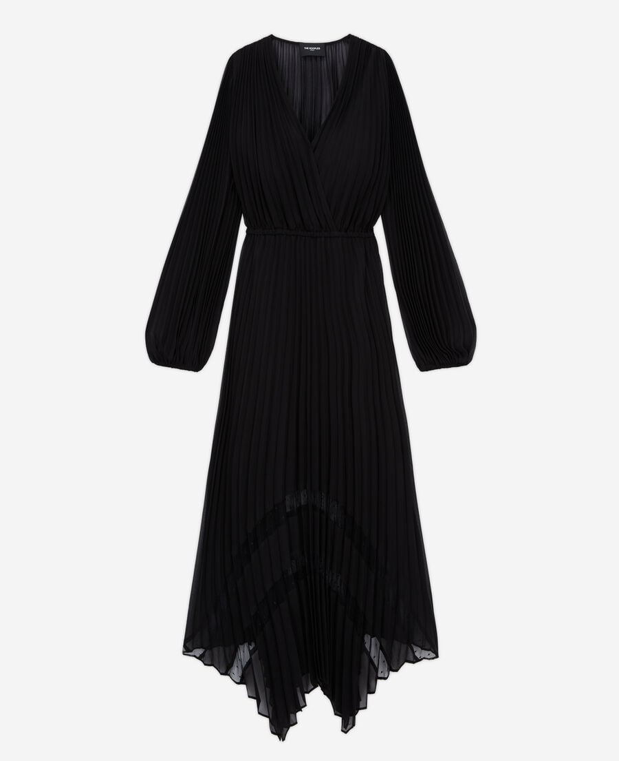 The Kooples WOMEN BLACK long black pleated dress