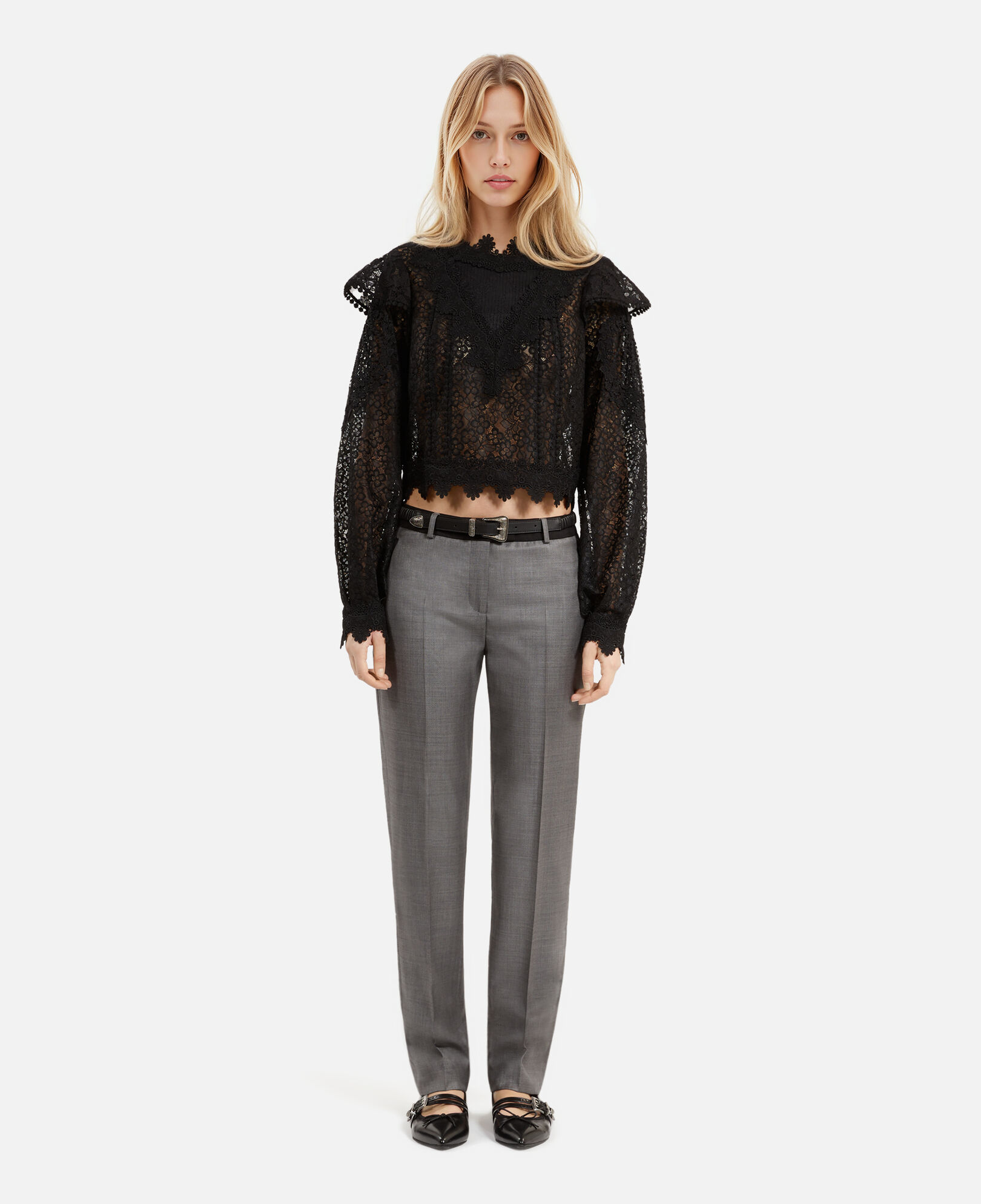 The Kooples FEMME BLACK top en dentelle noire