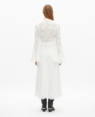 The Kooples F ECRU white lace flared sleeve top