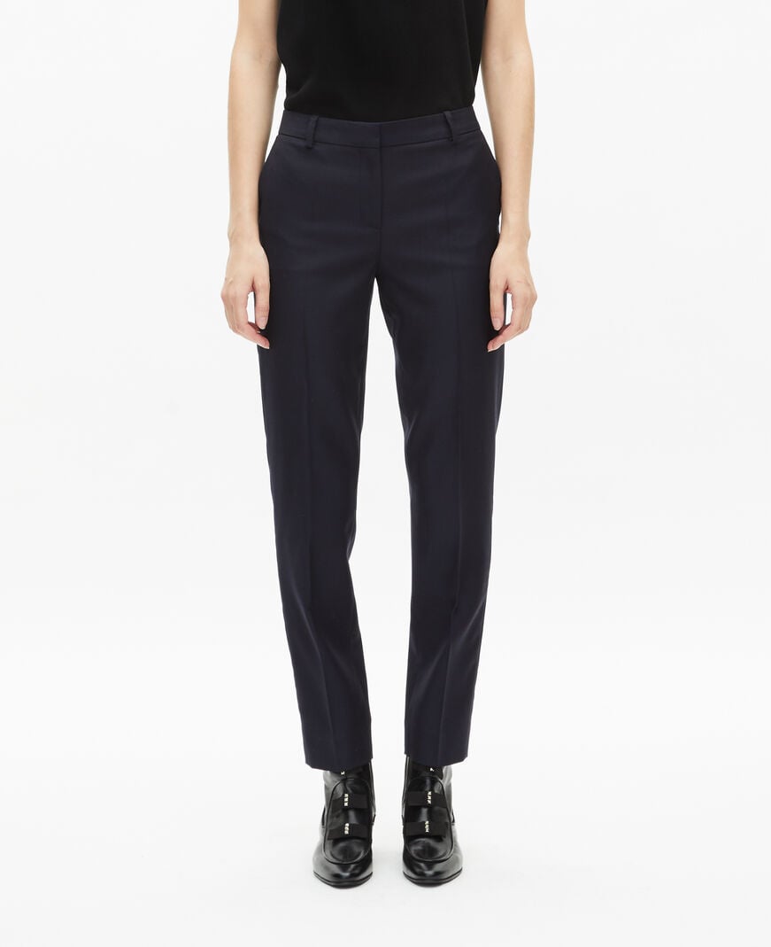 The Kooples WOMEN NAVY navy blue slim-fit wool tailored trousers