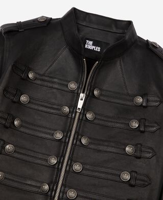 The Kooples F BLACK black officer-style leather jacket